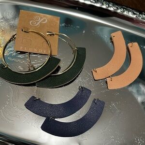 PLUNDER FAUX LEATHER INTERCHANGEABLE LARGE GOLD HOOP EARRINGS - BRAND NEW!
